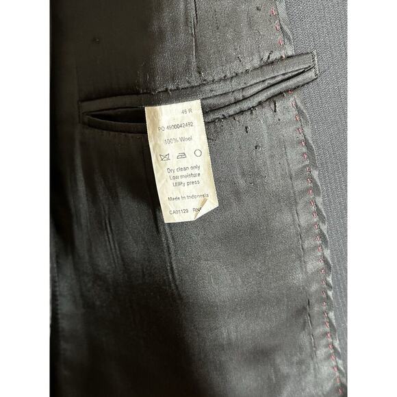 Calvin Klein Men's Suit Jacket Single Breasted 100% Wool 2 Buttons Black Sz 46R - Picture 7 of 12